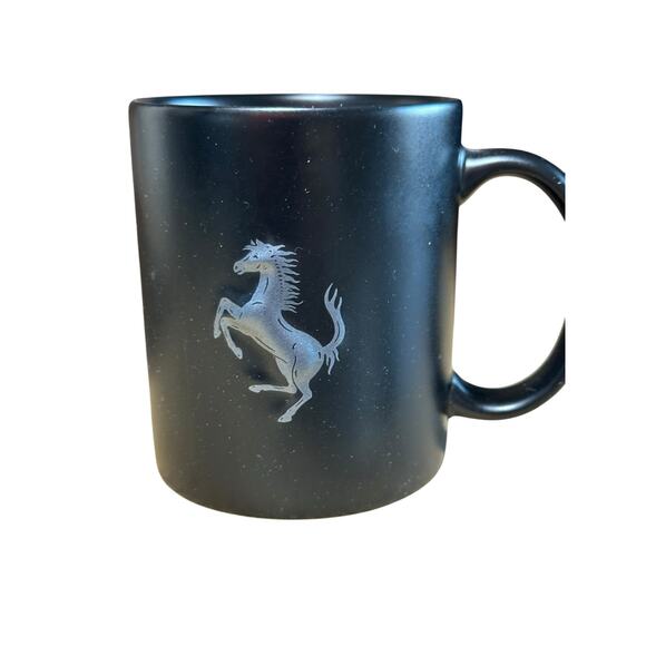 Rare Ferrari Original matte  Black Cup Porcelain Coat Of Arms Coffee Mug 250 ML - Picture 1 of 2